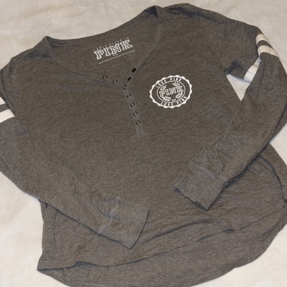 Gray PINK Long Sleeve Pajama Shirt